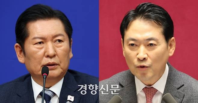 정청래 더불어민주당 대표와 장동혁 국민의힘 대표. 권도현·한수빈 기자