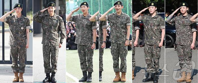 방탄소년단(BTS)의 진(왼쪽부터)과 제이홉, RM,뷔 지민,정국이 국방의 의무를 마치고 현역 제대했다. 2025.6.11/뉴스1 ⓒ News1 권현진 기자