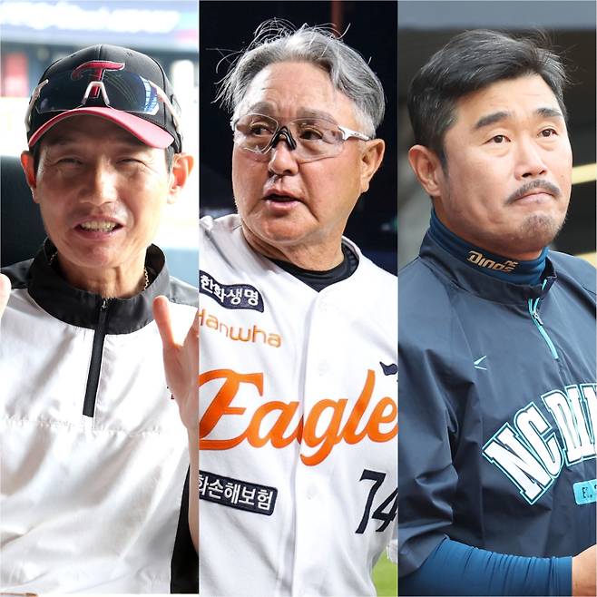 왼쪽부터 염경엽 LG 트윈스 감독, 김경문 한화 이글스 감독, 이호준 NC 다이노스 감독. IS포토