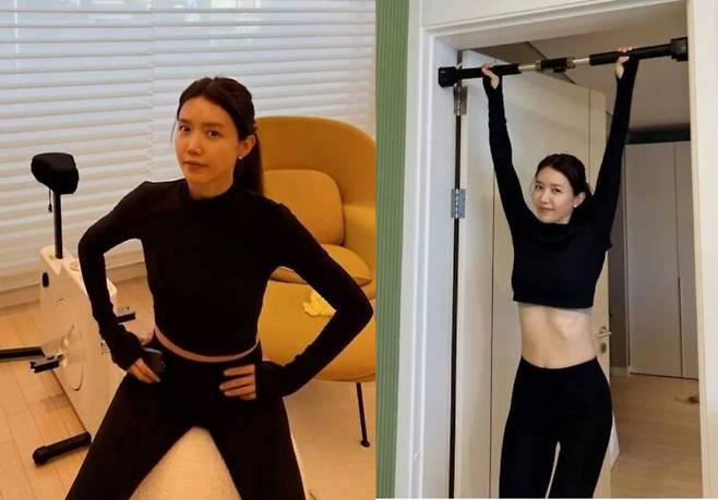 채정안이 집에서 운동을 하고 있다. 사진=채정안 인스타그램