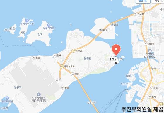 이혜훈 기획예산처 장관 후보 배우자가 2000년 매입한 인천 영종도 토지 위치. 사진 주진우 의원실