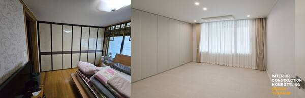 리모델링 전 안방과 후 모습. /&nbsp;사진-디자인더라움 제공