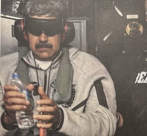 Venezuelan President Nicolas Maduro appears in a photo that U.S. President Donald Trump posted on Truth Social on Jan. 3 after U.S. forces arrested Maduro in a military operation. [SCREEN CAPTURE]