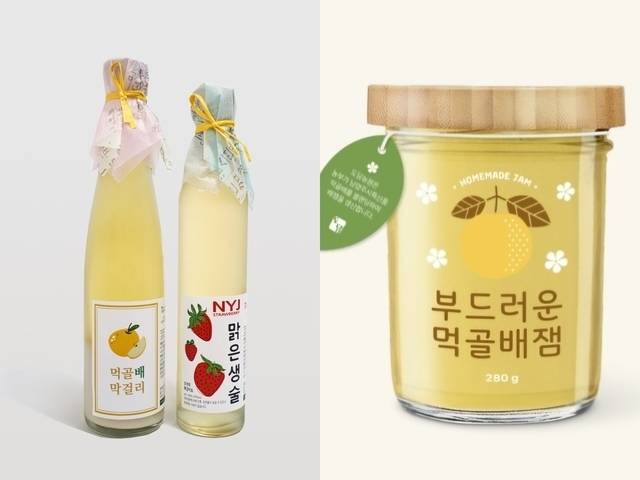 경기 남양주시가 지역 대표 농특산물인 딸기와 먹골배를 활용해 새롭게 개발한 가공품 2종인 ‘딸기 청주’, ‘먹골배 잼’ .  남양주시 제공