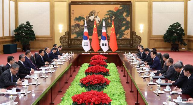 5일 베이징 인민대회당에서 이재명 대통령과 시진핑 중국 국가주석의 정상회담이 진행되고 있다. 2026.1.5. 연합뉴스
