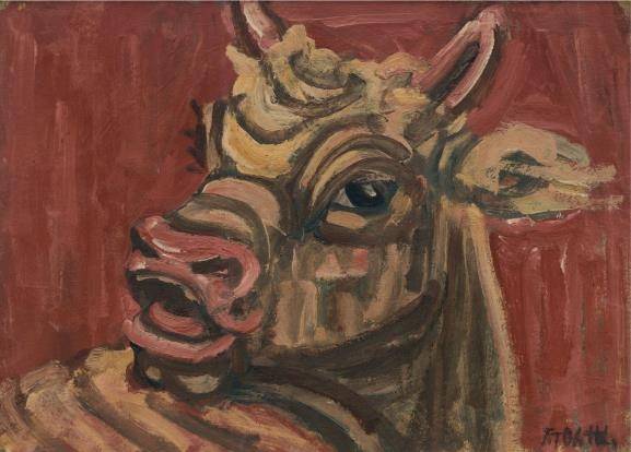 이중섭작 황소, 1950년대, 종이에 유화, 26.5x36.7