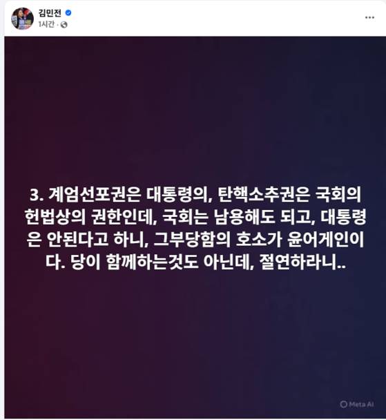 김민전 국민의힘 의원 페이스북