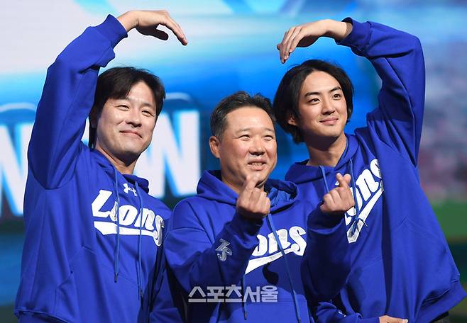 강민호, 박진만 감독, 구자욱.  사진 | 최승섭 기자 thunder@sportsseoul.com