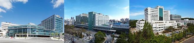 (왼쪽부터) 고려대 안암병원·구로병원·안산병원 전경 ⓒ고려대의료원
