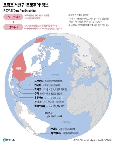 트럼프 서반구 '돈로주의' 행보. 연합뉴스