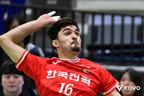 공격하는 한국전력의 무사웰 칸 [한국배구연맹 제공. 재판매 및 DB 금지]