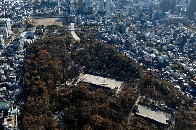 The Sewoon District 4 redevelopment area located directly across from Jongmyo Shrine in central Seoul is seen on Nov. 18, 2025. [YONHAP]