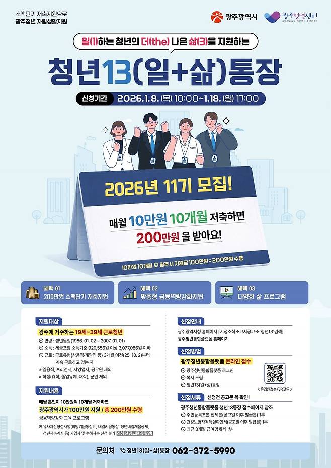 광주 '청년13(일+삶)통장' 홍보물. 광주광역시 제공