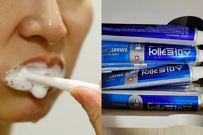 애경산업 치약에서&nbsp;보존제 성분이 검출돼 회수 조치가 진행된다. 게티이미지뱅크·사회관계망서비스(SNS)&nbsp;캡처