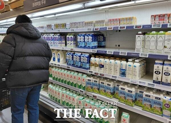기업회생절차를 밟고 있는 홈플러스가 지난해 12월 기업형 슈퍼마켓(SSM) 분리 매각을 담은 회생계획안을 제출했다. 홈플러스는 최대주주인 MBK파트너스의 추가 지원책이 부재한 상황에서 유통산업발전법 대형마트 규제까지 온전히 떠안고 있다. 사진은 홈플러스 본점인 강서점 내 우유 매대 모습. 곳곳이 비어있다. /손원태 기자