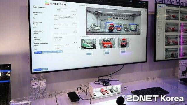 엣지 임펄스와 아두이노 우노Q를 활용한 자동차 인식 시연. (사진=지디넷코리아)