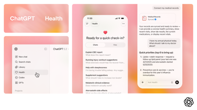 오픈AI가 새로 선보이는 '챗GPT 건강' 기능. 오픈AI 제공