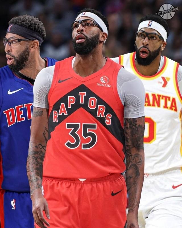 NBA 인사이더 제이크 피셔는 최근 “다른 곳에서 토론토가 데이비스 영입에 깊이 관여하고 있다는 이야기를 계속 듣고 있다. 물론 다른 팀들도 상황을 체크할 것이다. 하지만 지금 시점에서 공개적으로 자신 있게 말할 수 있는 팀, 데이비스 영입을 확실하게 추진 중인 팀은 토론토와 애틀란타다”라고 이야기했다. 사진=Jerseyswapculture SNS