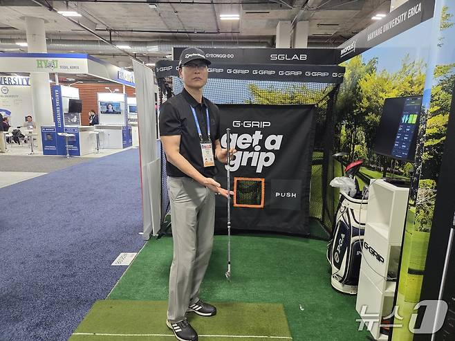 에스지랩이 CES 2026에 마련한 부스에서 조에디 대표가 포즈를 취하고 있다. 2026.1.8/뉴스1 ⓒ News1 박기호 기자