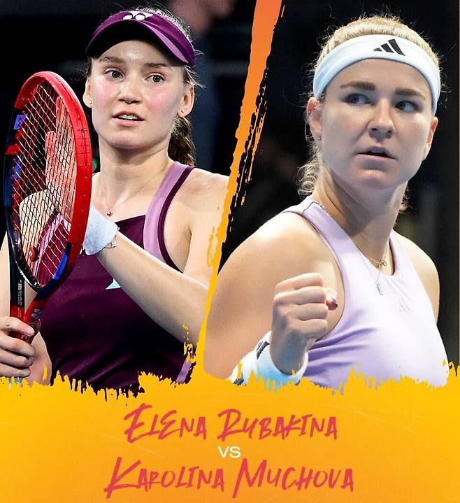 Elena Rybakina and Karolina Muhova. Photo Brisbane International