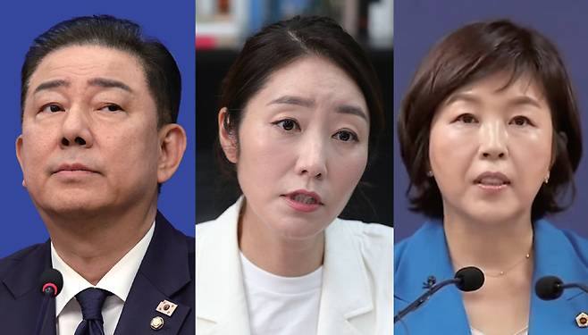 김병기 전 더불어민주당 원내대표, 강선우 의원, 김경 서울시의원(왼쪽부터) ⓒ시사저널 박은숙·YouTube 화면캡처