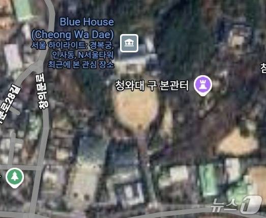 구글 지도에 청와대 내부 모습이 그대로 노출돼 있다. (2026.01.11 구글 지도 캡처)