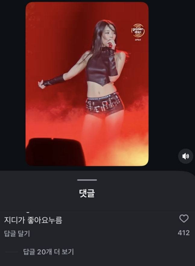 제니 영상에  GD가 ‘좋아요’ 눌렀다는 댓글. 사진 | 골든디스크 SNS