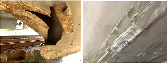 지난해 5월 16일 한강버스 시범 운항 중 시멘트 구조물과 충돌해 선박 하부 외판이  찢어진 모습