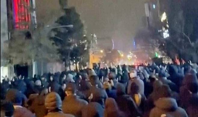 이란 반정부 시위 현장. 연합뉴스