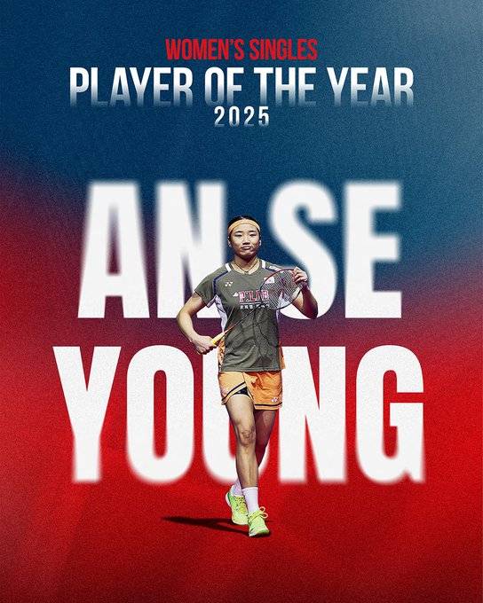 Ahn Se-young, winner of the 2025 BWF Player of the Year Award in women's singles. /Photo = Badminton World Federation (BWF) official social networking service (SNS)