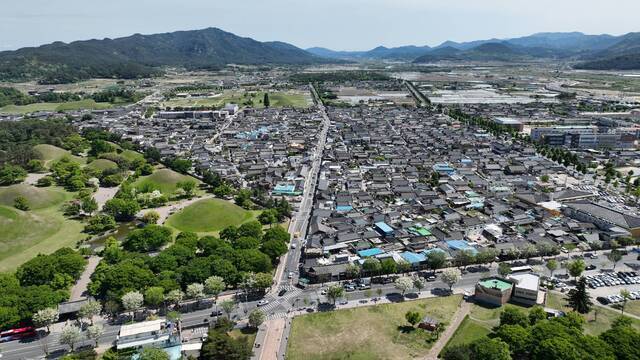 경주 역사문화 체험관광의 중심지로 자리매김하고 있는 대릉원과 경주 시가지 전경. 경주시 제공