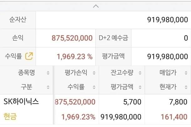 2001년에 자신의 투자 수익률을 공개한 투자자 A 씨(온라인 커뮤니티 화면 갈무리)