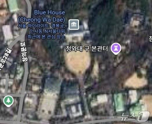 구글 지도에 노출된 청와대 내부 모습. 구글 지도 캡처./사진=뉴스1