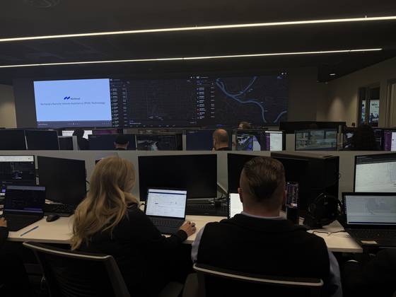 Engineers at Motional Technical Center monitor robotaxis that test run in cities on Jan. 8 in Las Vegas. [SARAH CHEA]