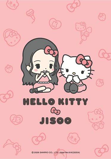 A promotional image for a collaboration between Hello Kitty and Blackpink member Jisoo [SCREEN CAPTURE]