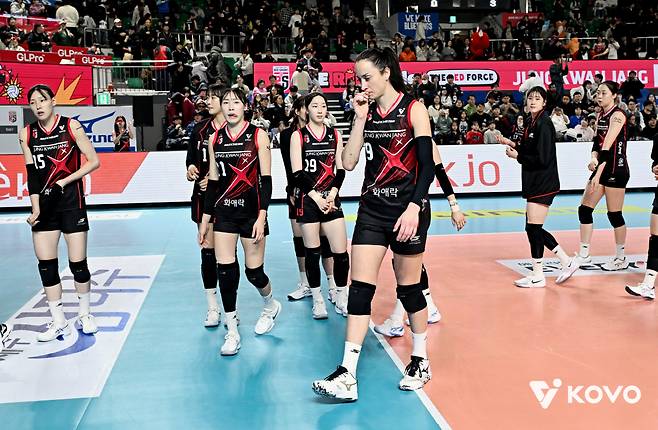 최하위에서 벗어나지 못하고 있는 정관장. 사진제공=KOVO