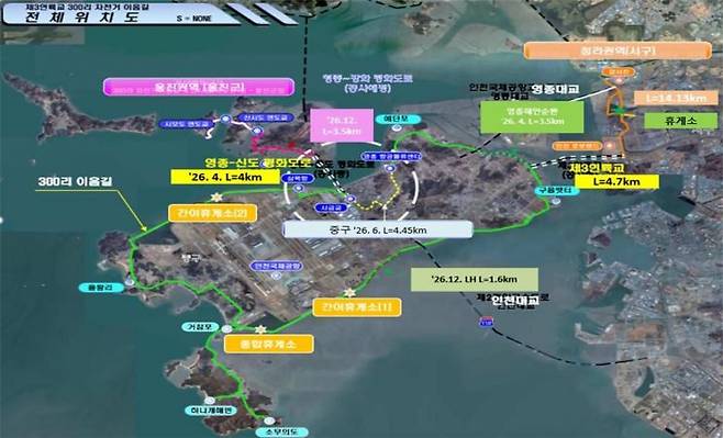 300리 자전거 이음길 노선도. 인천경제자유구역청 제공