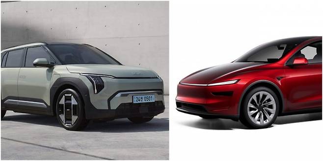 기아 EV3(왼쪽), 테슬라 모델 Y 사진=각사
