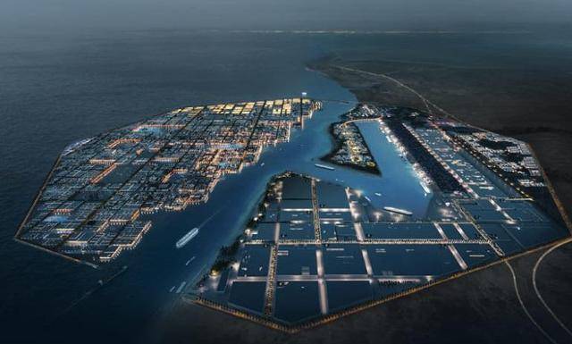 사우디아라비아가 비전 2030 정책의 하나로 추진 중인 홍해 해안에 있는 부유식 산업단지 '옥사곤' 조감도. 네옴홈페이지 캡처