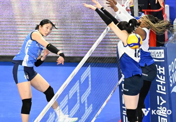 여자 프로배구 화성 IBK기업은행의 고의정(왼쪽). KOVO 제공