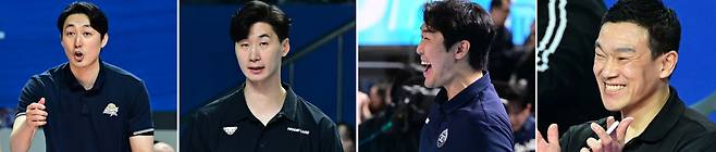 하현용 KB손해보험 감독 대행, 박철우 우리카드 감독 대행, 고준용 삼성화재 감독 대행, 여오현 IBK기업은행 감독 대행(왼쪽부터). KOVO 제공