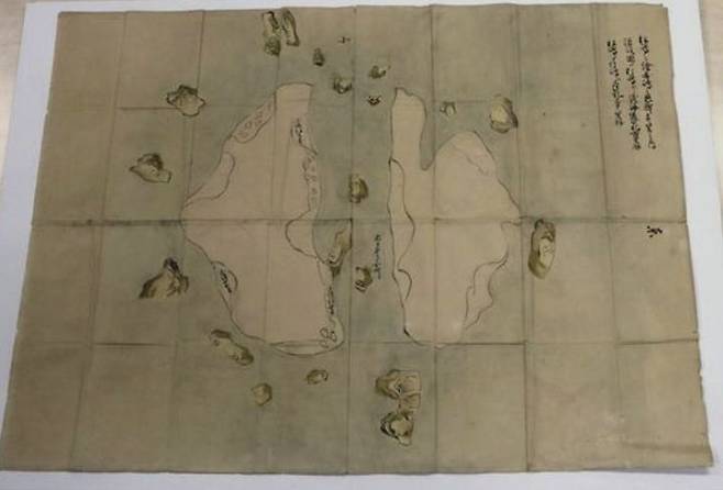 독도를 그린 마쓰시마의 지도. 시네마현 마쓰에시 제공