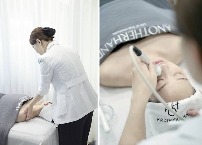 박지유 어나더핸드 대표원장은 창업 2년 만에 연 매출 5억원을 달성하며 900% 성장을 이룬 비결로 '고객을 향한 진심'을 꼽는다. 박지유 원장이 '숨432㎐ 테라피'를 진행하는 장면. 어나더핸드