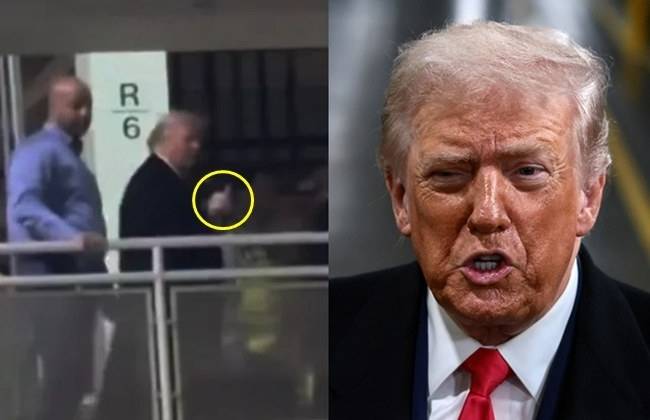 도널드 트럼프 대통령이 손가락 욕설하는 장면. 로이터 연합뉴스