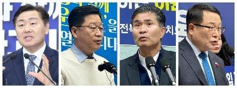 왼쪽부터 김관영 지사, 안호영 의원, 이원택 의원, 정헌율 전 익산시장.