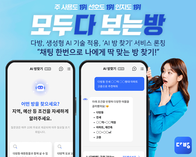 주요 프롭테크 기업들은 최근 대화형 AI 기반 서비스 출시를 잇따라 발표했다. /다방