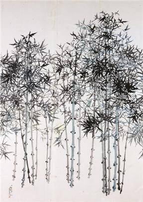 이응노, ＜대나무＞, 1971, 291.5x205.5cm, 종이에 먹, 색(사진=이은노 미술관)