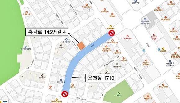 운리단길 통제구간 약도. [사진=청주시문화산업진흥재단]