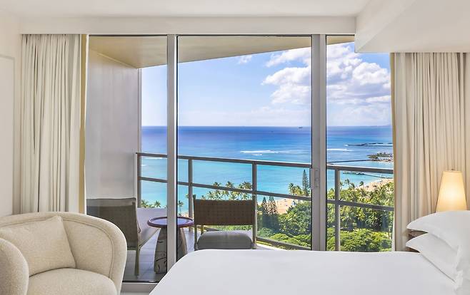 와이키키해변이 내려다보이는 카라이 와이키키 비치 LXR 바이 힐튼