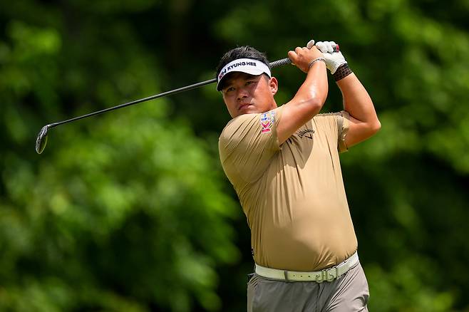 이승택이 지난해 6월 28일 열린 콘페리 투어 메모리얼 헬스 챔피언십 2라운드 도중 11번 홀에서 티샷을 하고 있다. 게티이미지코리아